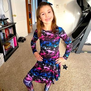 Jewel toned splatter skater dress